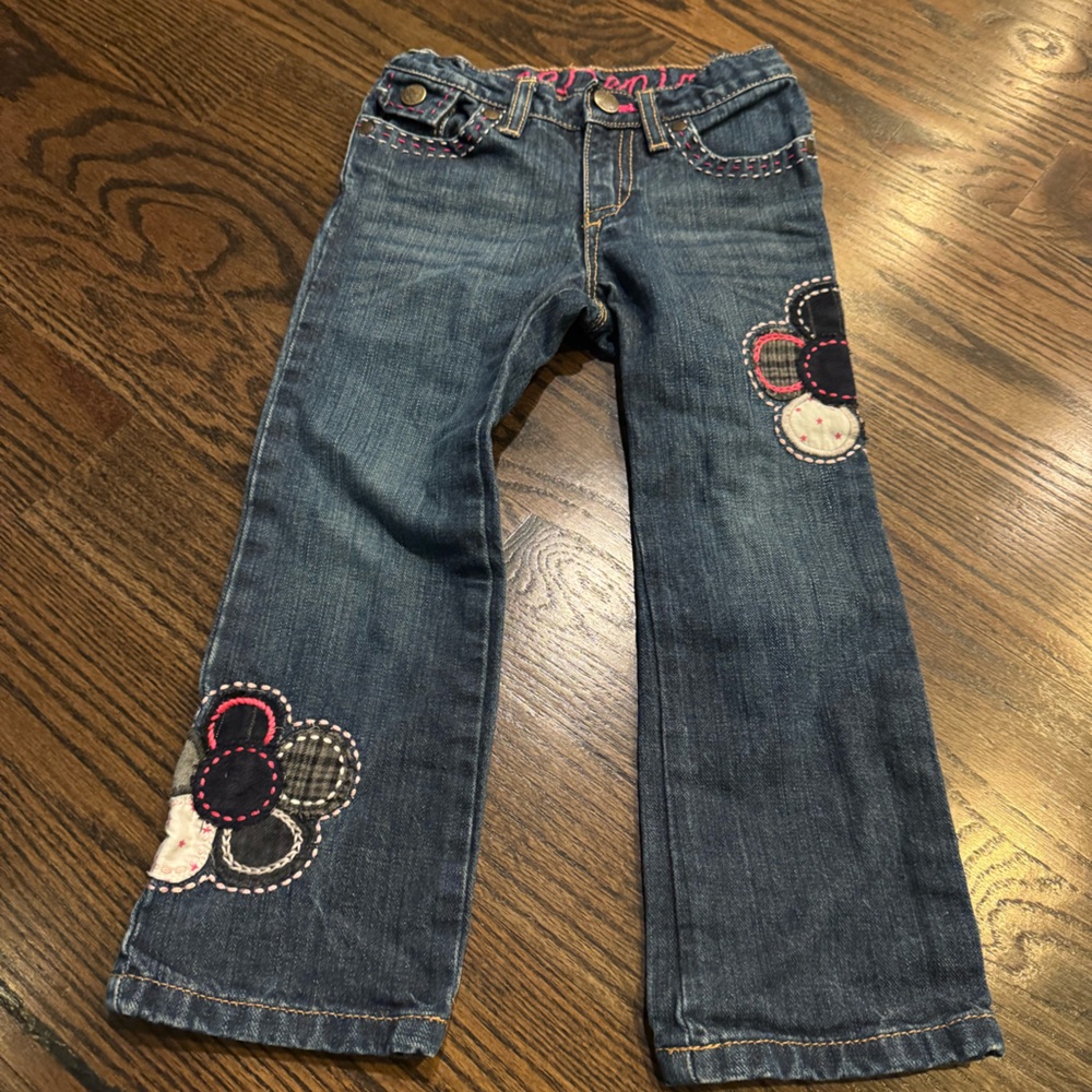 GAP Kids Blue Jeans with Floral Embroidery